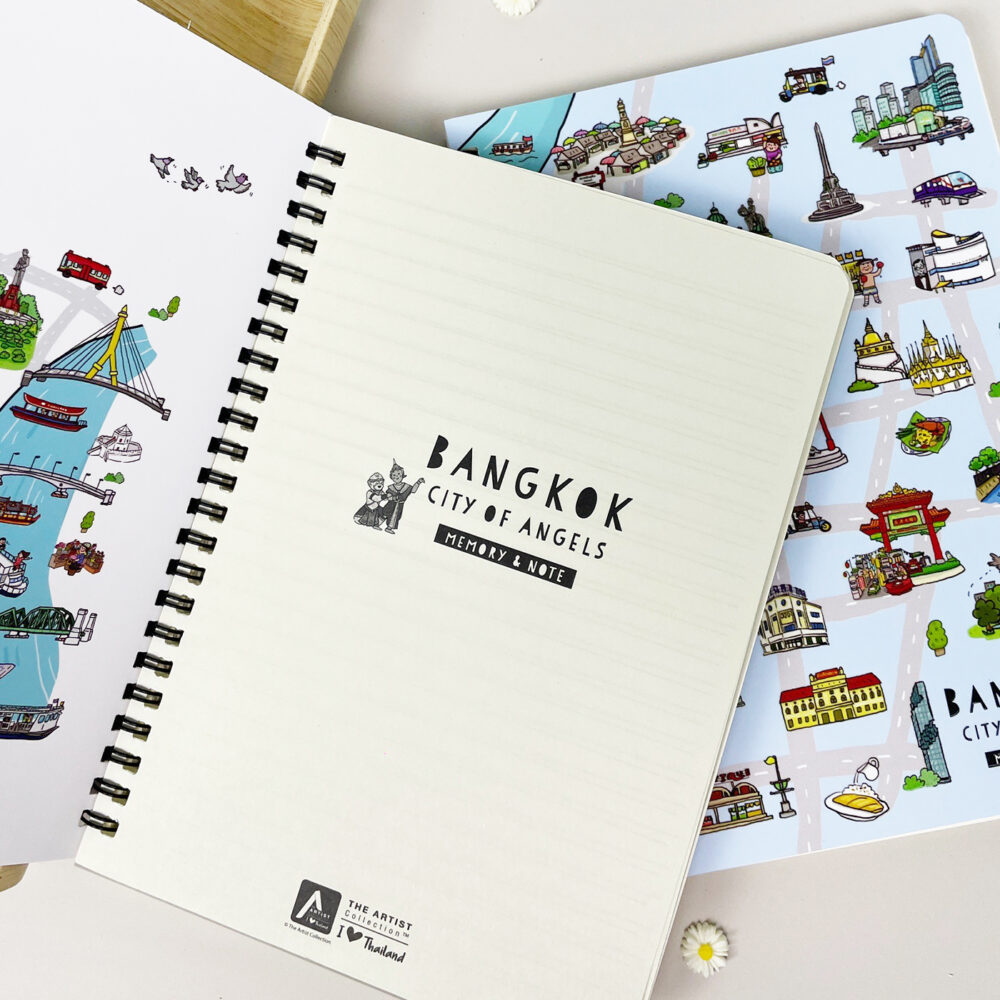 สมุดโน้ต A5 สันห่วง Bangkok City of Angels Landmark (Green) - Image 5