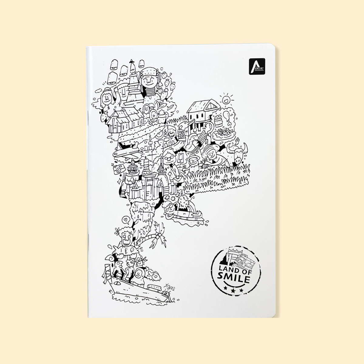สมุดโน้ต A5 เย็บกลาง Land of Smile (ฺB&W)