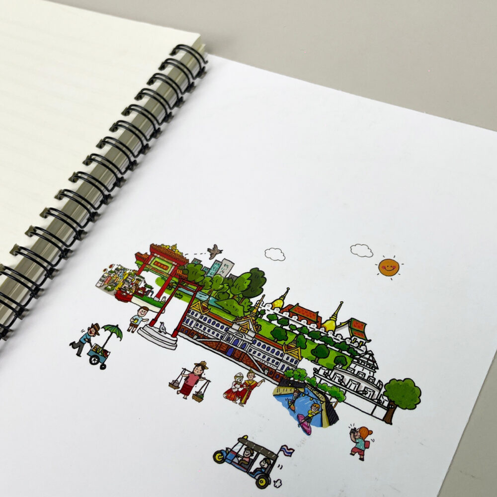 สมุดโน้ต A5 สันห่วง Bangkok City of Angels Landmark (White) - Image 3