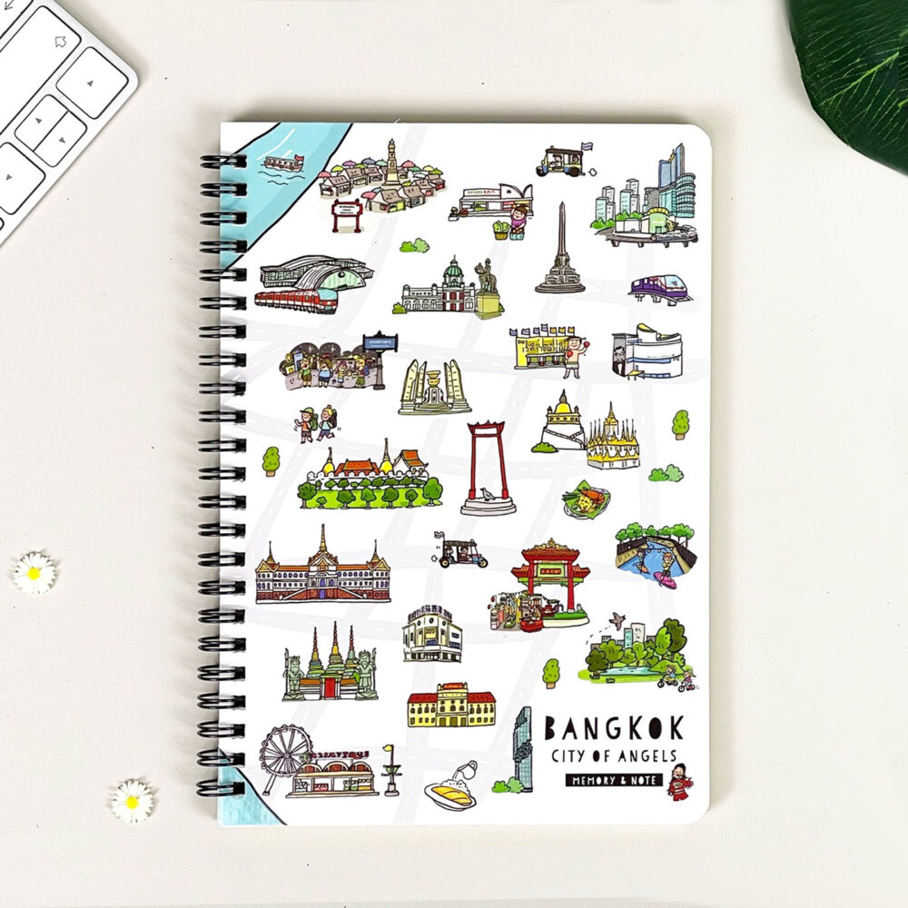 สมุดโน้ต A5 สันห่วง Bangkok City of Angels Street Map (White)