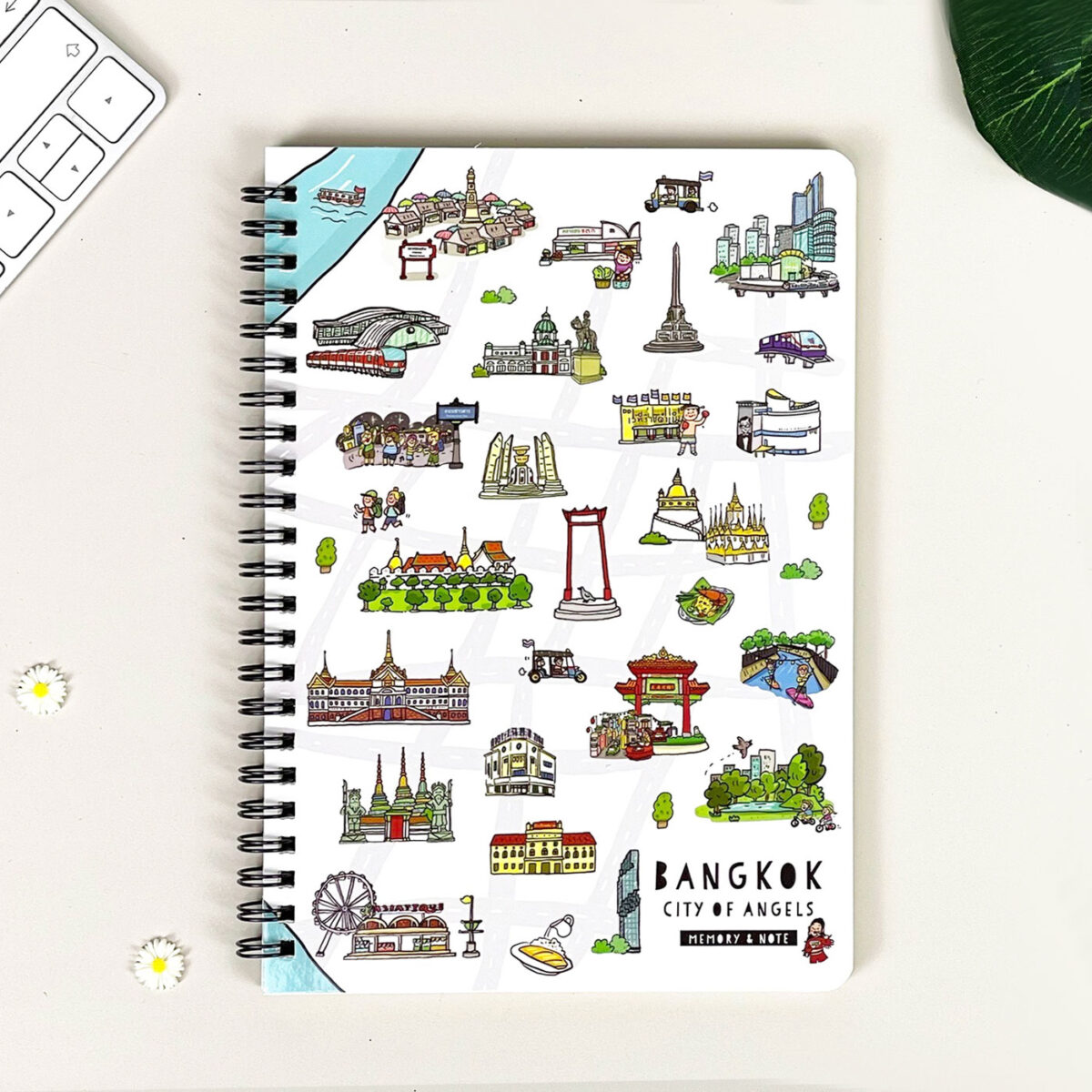 สมุดโน้ต A5 สันห่วง Bangkok City of Angels Street Map (White)