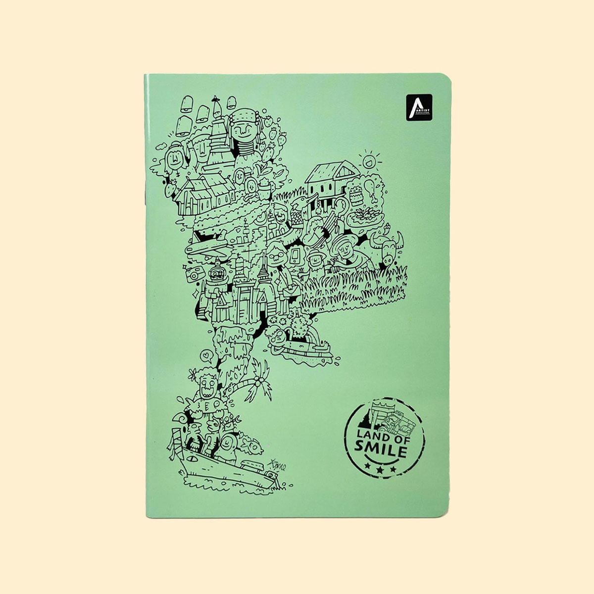 สมุดโน้ต A5 เย็บกลาง Land of Smile (Mint)