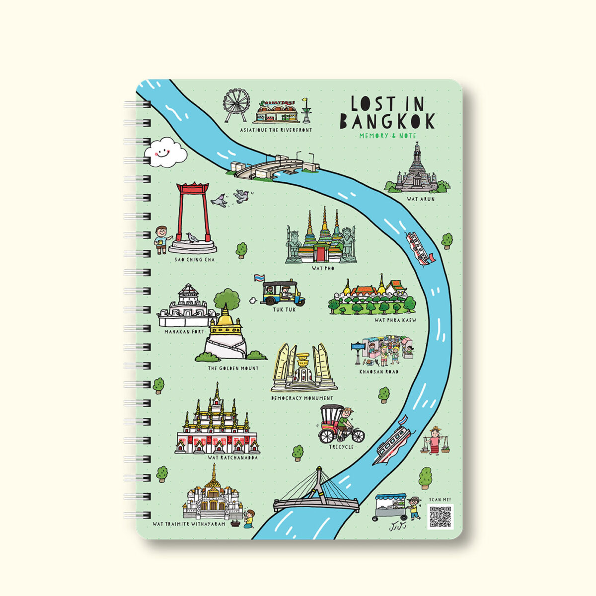 สมุดโน้ต สันห่วง Lost in Bangkok ขนาด A5 (ปกเขียว)