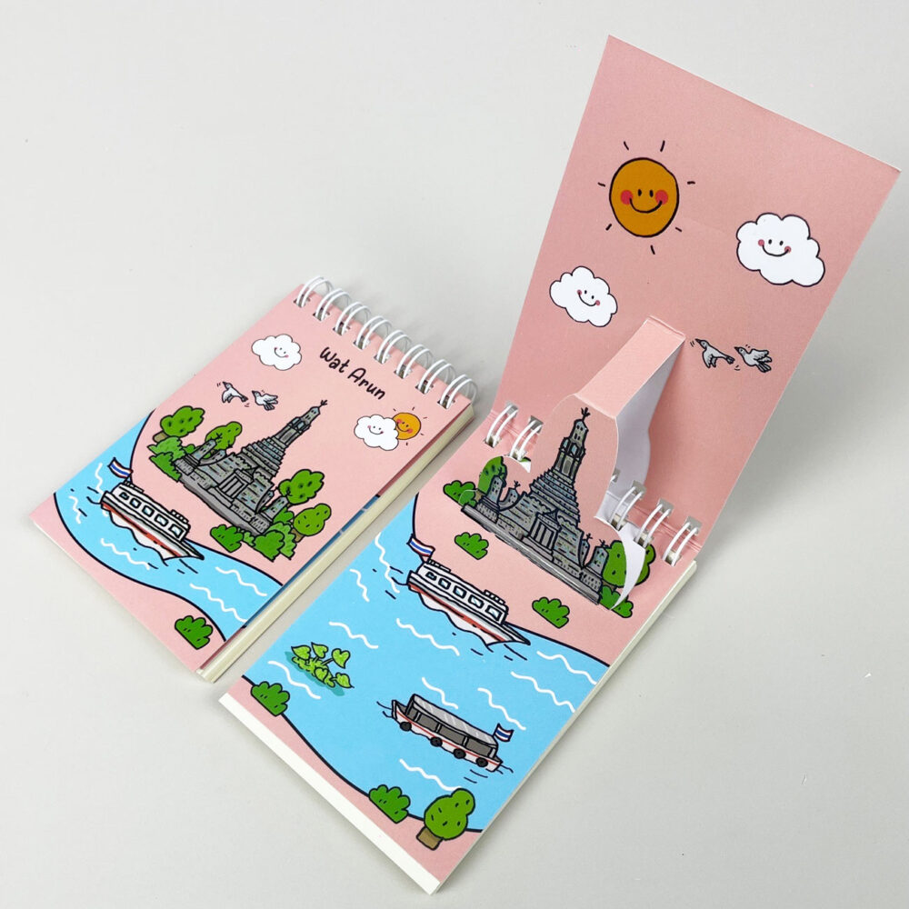 สมุดโน้ต Pop Up Mini Note สันห่วง I Love Thailand วัดอรุณ - Image 2