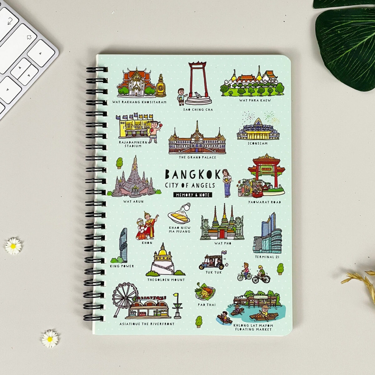 สมุดโน้ต A5 สันห่วง Bangkok City of Angels Landmark (Green)