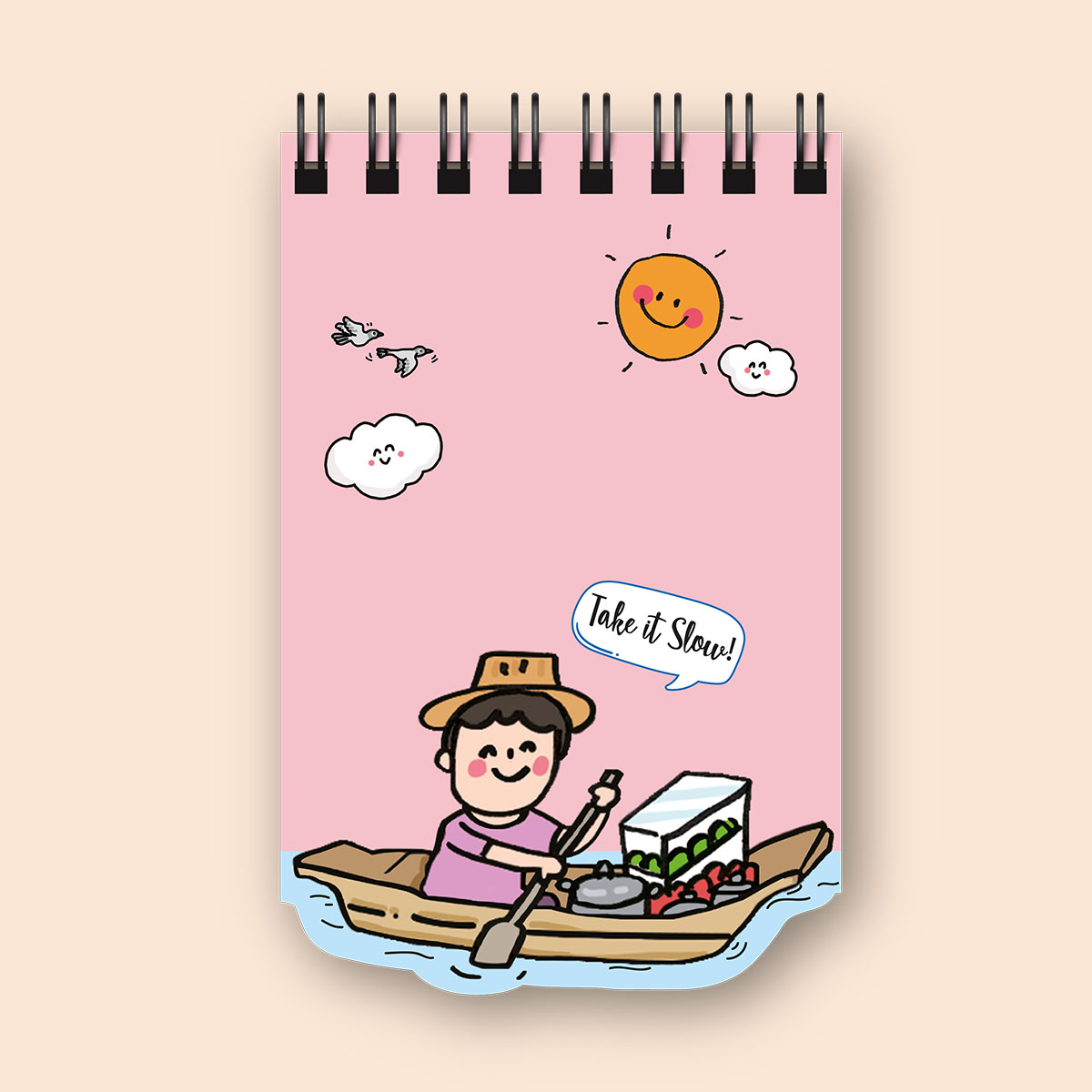 สมุดโน้ต Pursenote สันห่วง ไดคัท Loving Bangkok (พายเรือ)